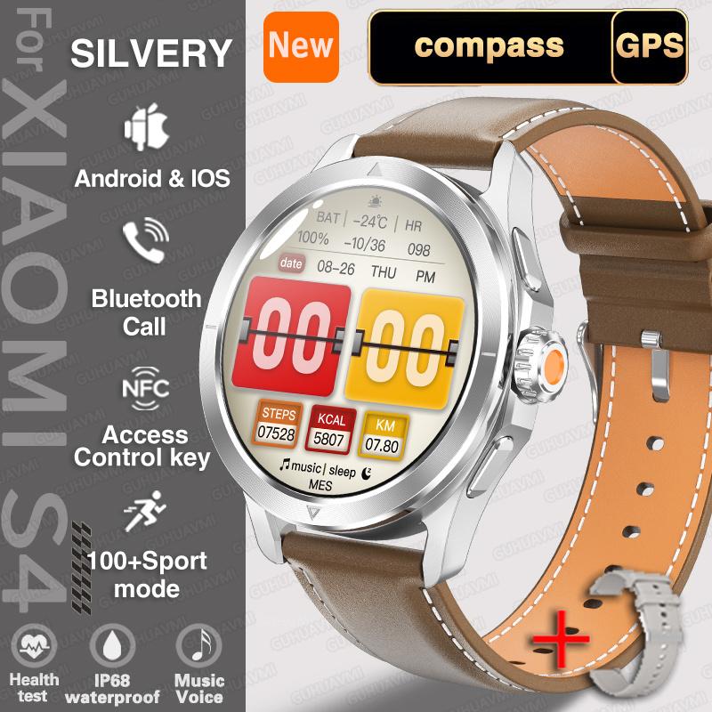 New S4 Ultra Outdoor Sport Smart Watch Men AMOLED HD Screen NFC GPS Compass Heart rate Waterproof Bluetooth Call SmartWatch For Xiaomi S4 Ultra