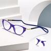 Men Women Anti Blue Light Cat Eye Hanging Neck Reading Glasses Silicone Soft Rope Anti-lost Scalable Portable Reading Eyeglasses