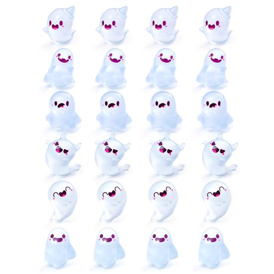 6/12/24Pcs Halloween Ghost Figurine Glow-in-the-dark Mini Cartoon Ghost Resin Statue Luminous Miniature Ghost Ornament Desktop Decoration