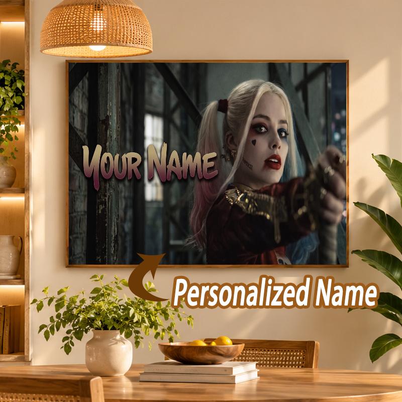 Custom Name Harley Quinn 5D Diamond Painting Personalized Full Drill Diamond Art Kit Gift