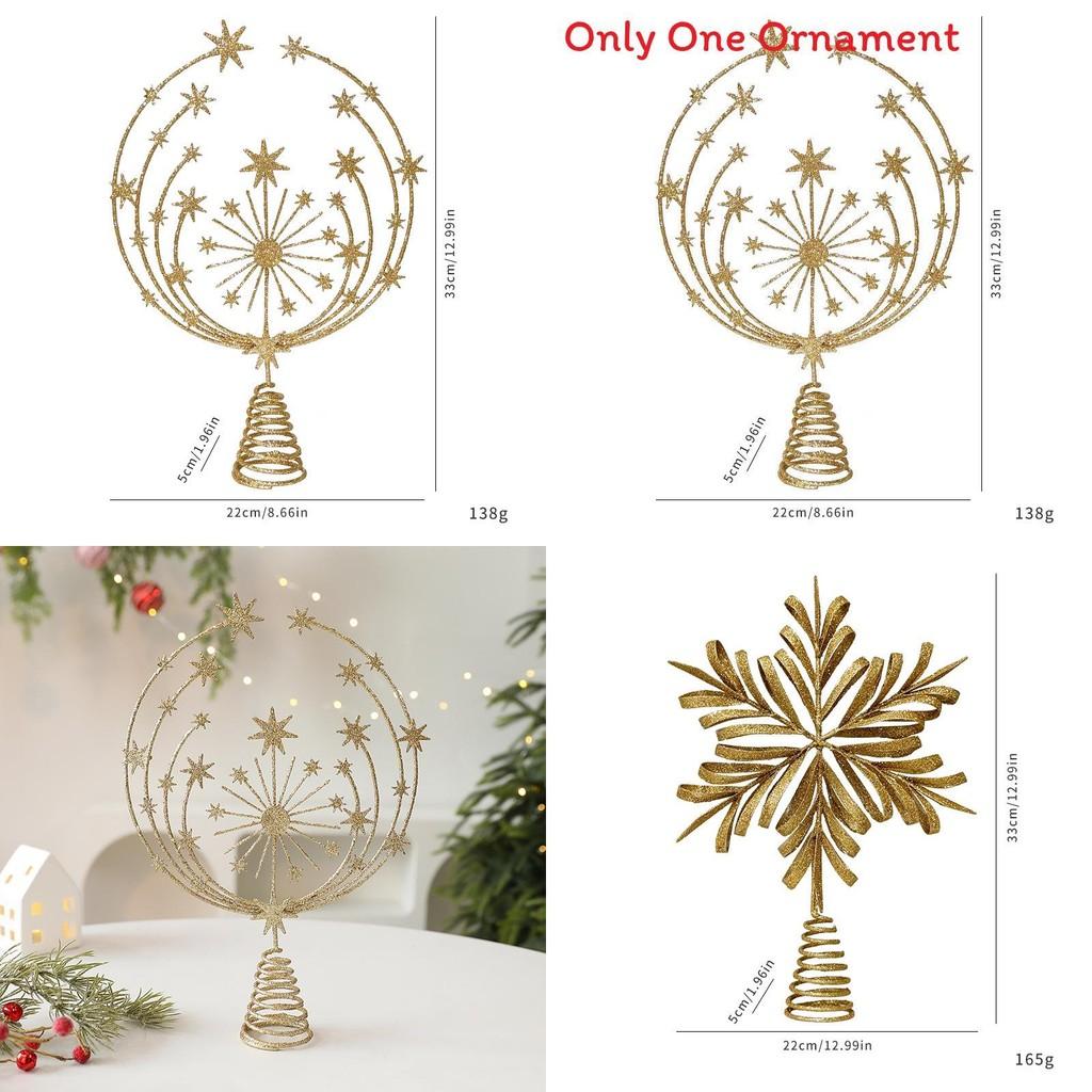 Christmas Tree Topper With Snowflake And Star Iron Art Decoration For Holiday Festivities
