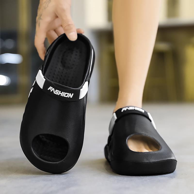 Fashion Summer Men Massage Sandals Slippers Indoor Outdoor Sandals Beach Casual Shoes Soft Sole Slides Men's Leaky Toed Fish Mouth