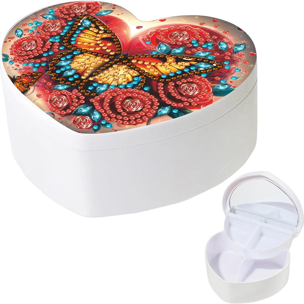 DIY Diamond Painting Handmade Storage Box Partial Drill Crystal Storage Case Kit Heart-Shaped Jewelry Box for Home Decor