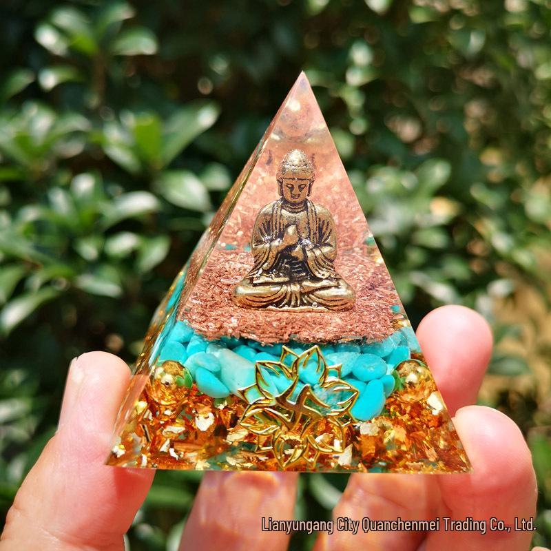 Crystal Pyramid Resin Buddha Meditation Ornament 5cm