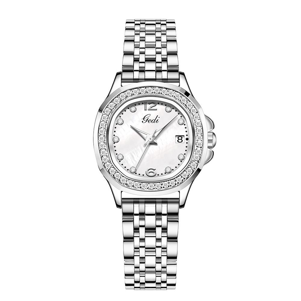 Fashion Women'S Diamond Quartz Steel Belt Watch Light Luxury High Sense Versatile Temperament Women'S Fritillary Watch