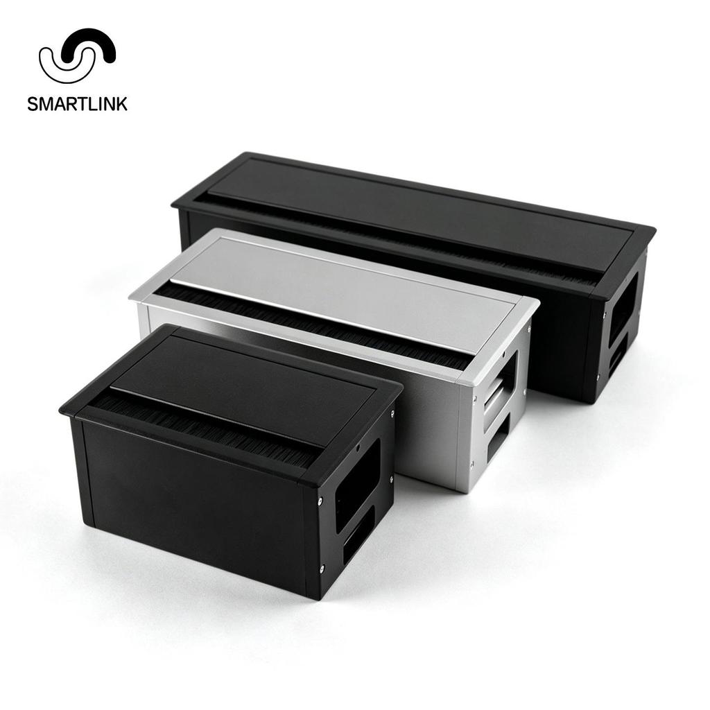 Aluminum Desk Cable Management Box with Recessed Panel and Wire Hole Cover