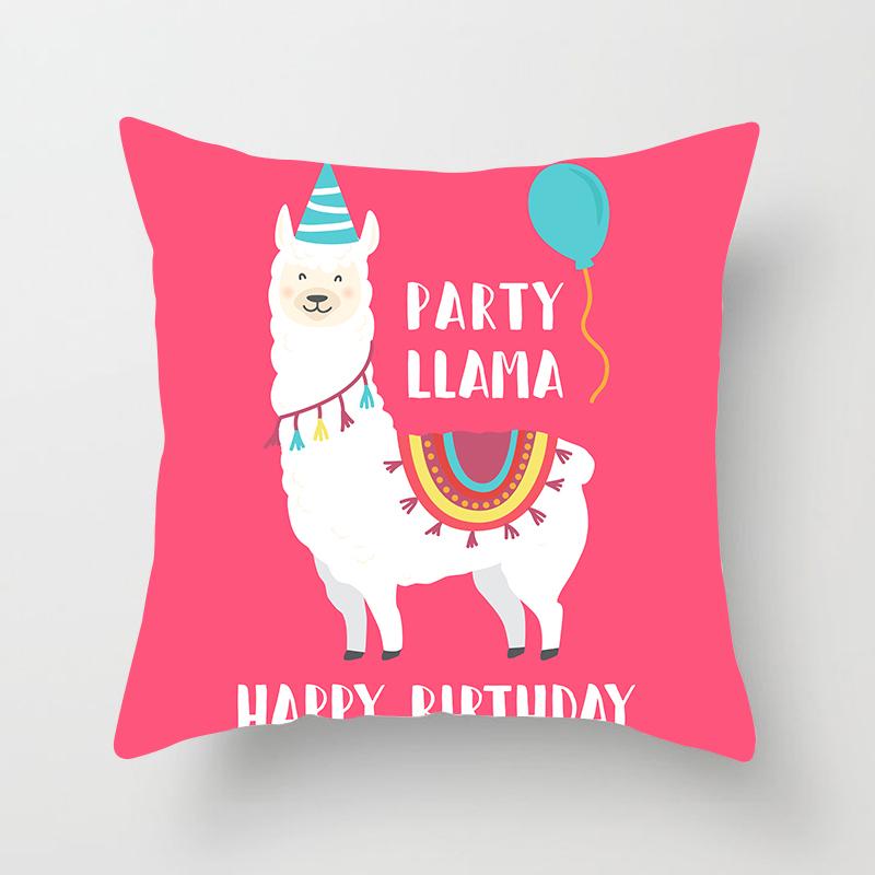 Cute Cartoon Alpaca Cushion Cover Creative Alpaca Printed Decorative Pillow Cover Alpaca Pillow Cover Sofa