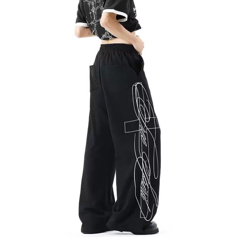 American original Guochao street dance loose casual dance pants thorn graffiti double-sided large printing hip-hop casual sweatpants