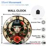 30x30cm Glass Wall Clock for a Engineer with Custom Gear and Ruler