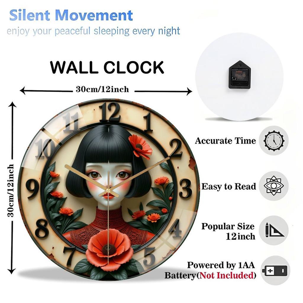 30x30cm Glass Wall Clock for a Engineer with Custom Gear and Ruler