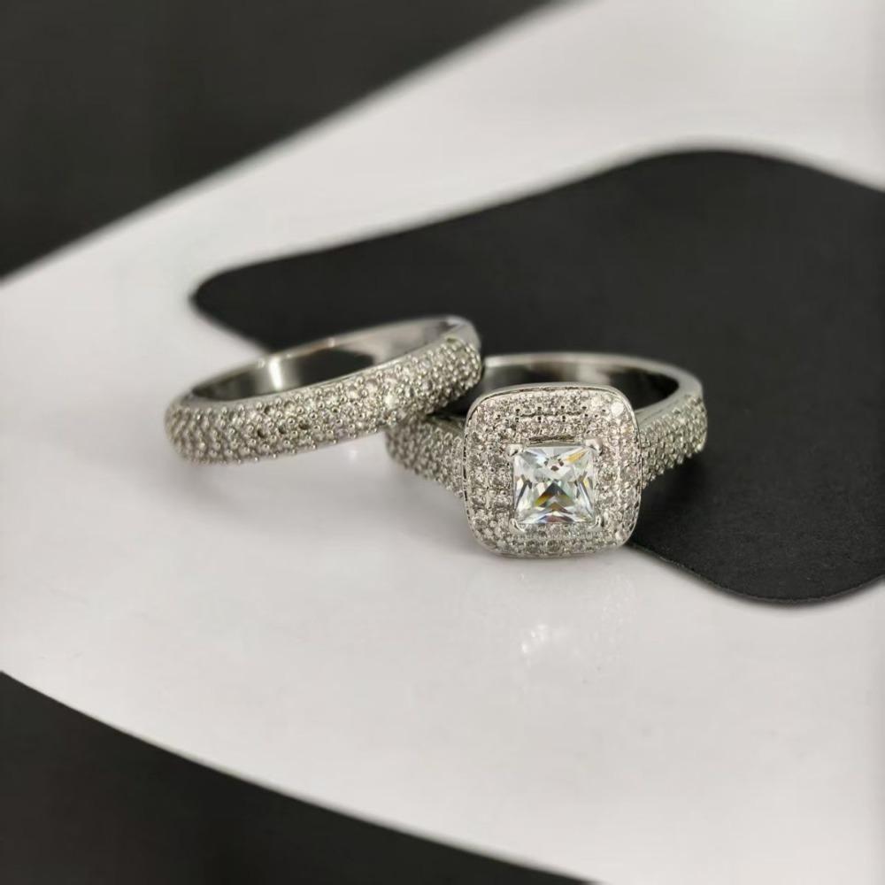 2pcs Silver Stackable Finger Rings Double-layer Women's Ring Ladies Luxury Ring Set Girl