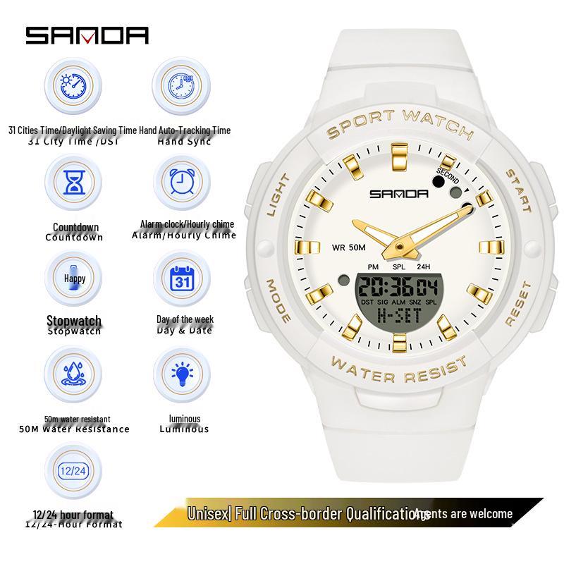 SANDA Dopamine Trend Waterdicht Casual Polshorloge voor Mannen en Vrouwen