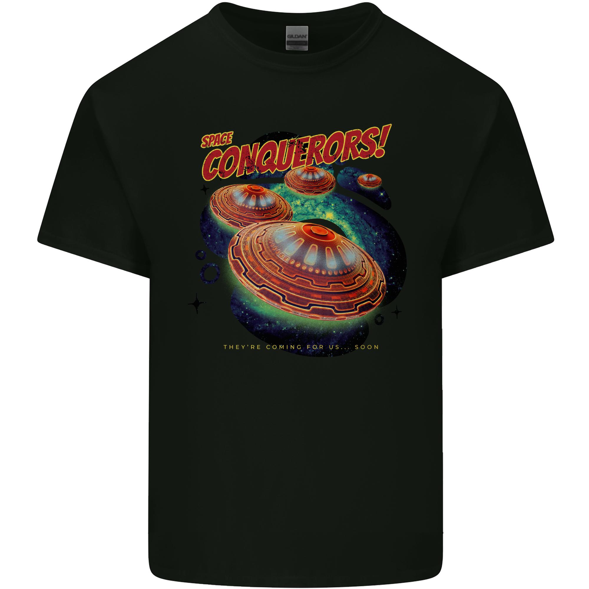 Space Conquerors Alien Flying Saucer UFO Unisexs Light Cotton TShirt S
