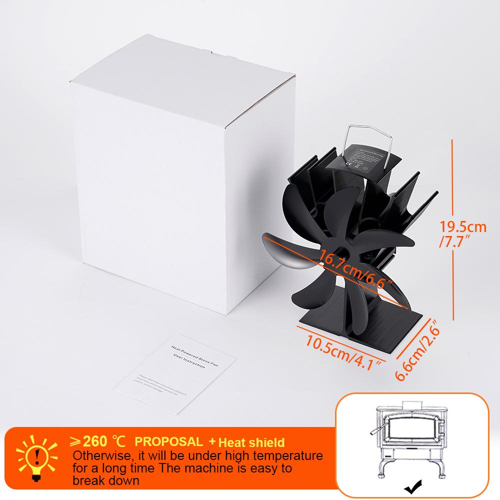 7 Blades Stove Fan Heat Powered Fireplace Fan Log Wood Burner Eco-Fan Quiet Home Hot Air Warm Efficient Heat Distribution