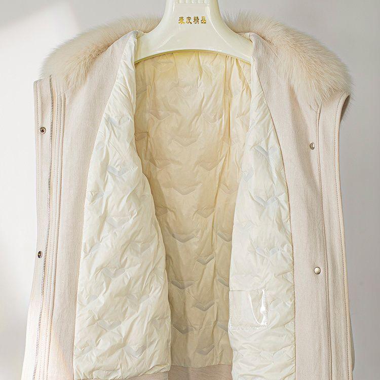 Autumn Winter Women's Faux Fur Coats Stitched Artificial Fox Fur Collar Fur Coat Short Slim Down Leather Jacket