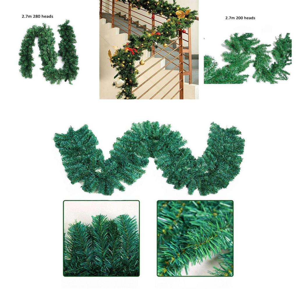 Hochwertige Grünfichte Weihnachtsgirlande Kranz für Wand- und Heimdekoration 2,7 m