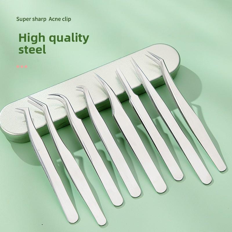 1pcs Lash Extension Tweezers Set Stainless Steel Precision Anti Static False Lashes Volume Golden 7-shaped Curved Makeup Tools