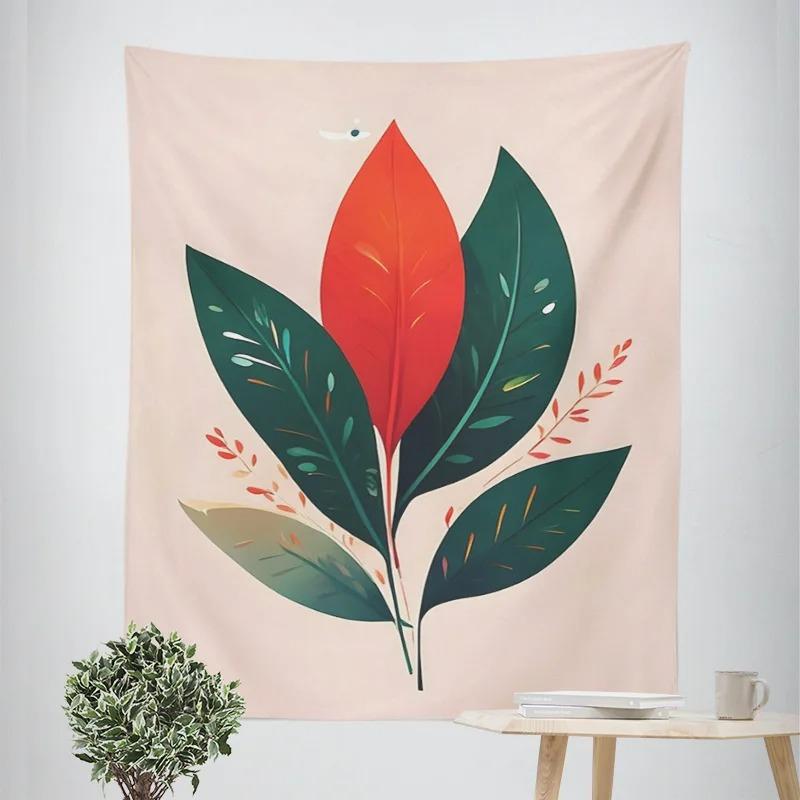ins style abstract plant illustration tapestry Morandi bedroom decorative cloth cafe art background wall cloth