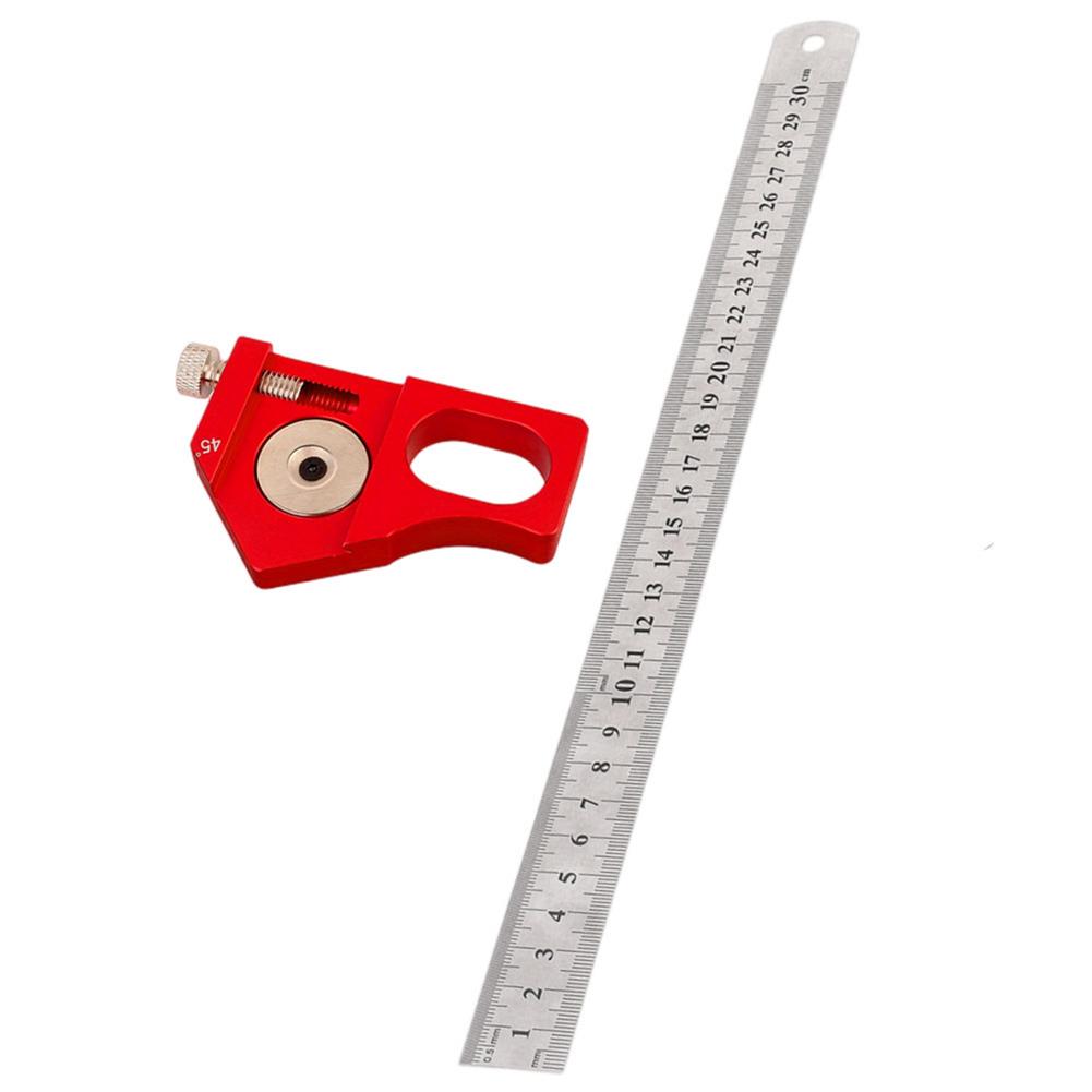 Steel Ruler Positioning Block Center Finder Angle Scriber Marking Line Gauge Woodworking Ruler Marking Gauge For Ruler Locator
