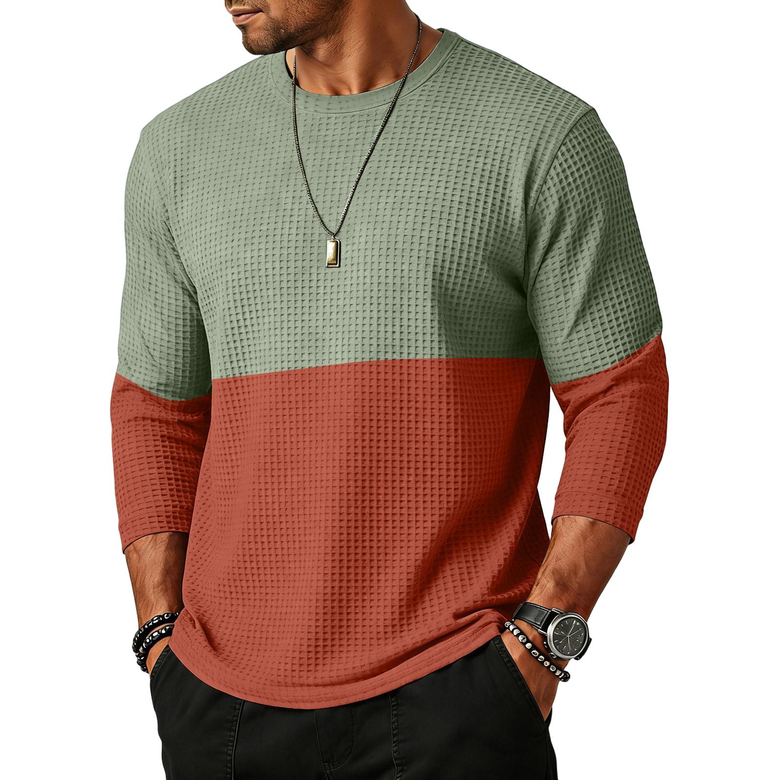 

Men’s Long Sleeve Crew Neck Knit Pullover Casual Split Hem Lightweight Top for Everyday Wear M