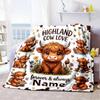 Highland Cow Love Home Blanket Customize Your Names Cozy Soft Lightweight Blanket For All Seasons Perfect For Picnics Sofas Offices Bed Living Room