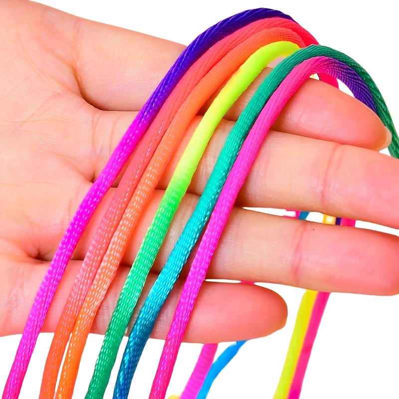 Rainbow Rope That Can Be Creatively Flipped with Fingers, a Finger Rope Woven with Flowers, Rainbow Colored Flower Rope