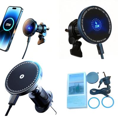 Professionelles 25W 15W Kabelloses Magnetisches Ladegerät Starke Auto-Handyhalterung Moderner Fahrzubehör mit Anti-Rutsch Metall-Pad