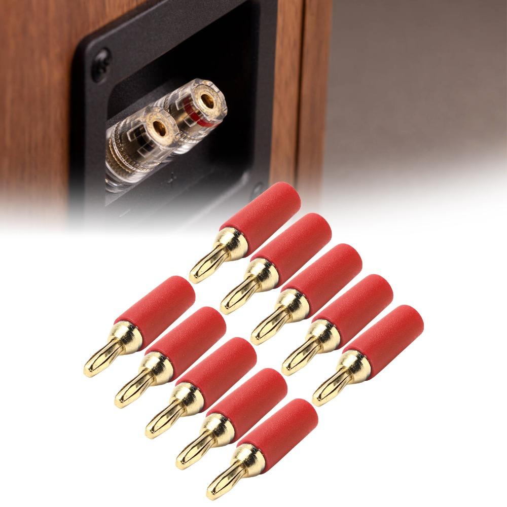 10 PCS 2.5mm Banana Plug Assortment 30VAC/60VDC 10A Copper Gold Plated Speaker Plug Connector Four Blade Solder Type