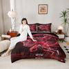 Michael Jordan Chicago Bulls #23 Red Wireframe Bull Dunk Hoops Fans 3 Piece Duvet Cover Set Bedding Pillow Shams for Fans Bedroom