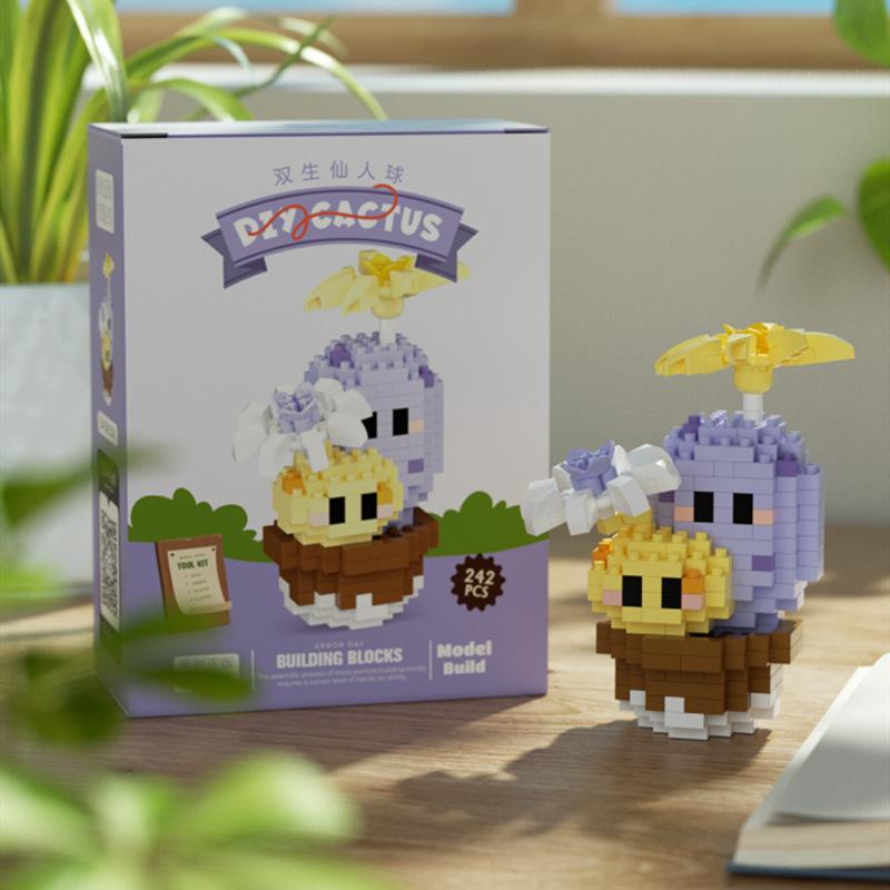 

Новые креативные забавные персонажи мультфильмов Микро алмазные строительные блоки кактус нано кирпич горшечные растения строительные обучающие игрушки подарок BOX