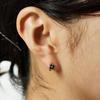 14K Black Cotton Flower One-Touch Gold Earrings