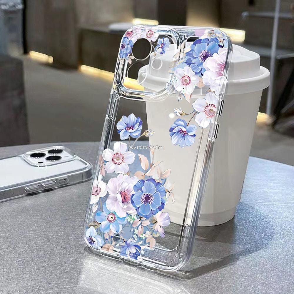 Beautiful Flowers Soft Silicone Funda iPhone Case For iPhone 17 16 15 13 12 11 ProMax Pro Plus Shockproof Carcasa Phone Cases