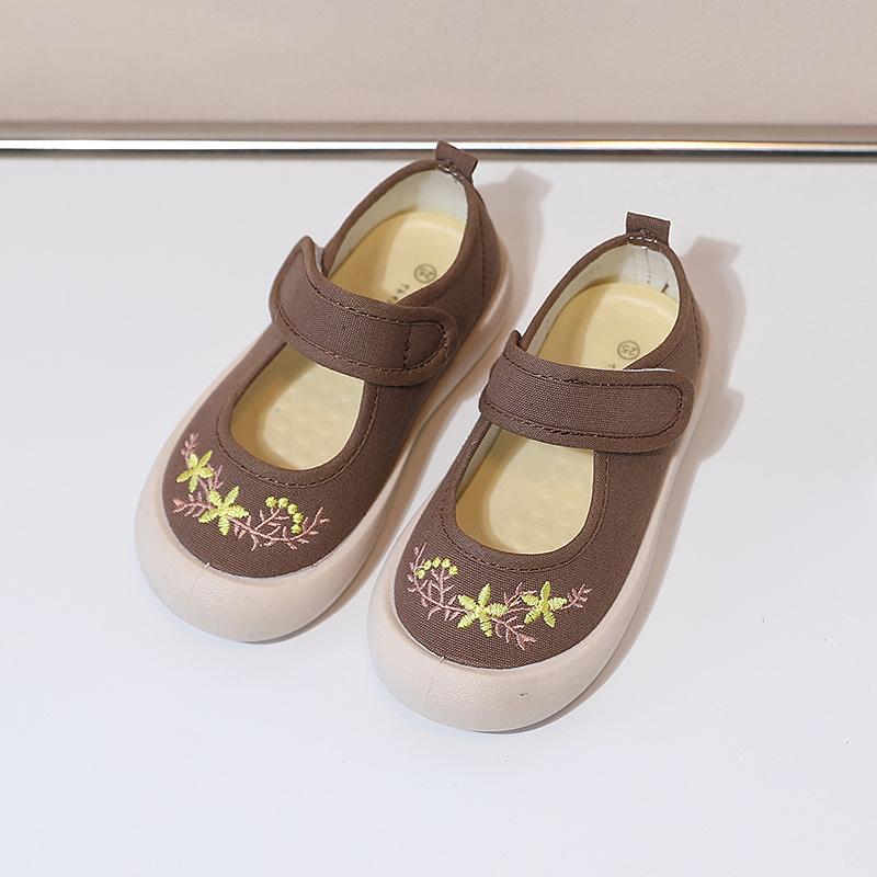 

Baby Girls Round Toe Biscuit Shoes Summer Newest Kids Embroidered Cartoon Canvas Shoes Japanese Style Children S Casual Shoes 22