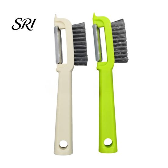 Time-saving Food Prep Tool Vegetable Peeler with Brush Stainless Steel Blade Fruit Carrot Cucumber Wide Coverage Ergonomic Grip Kitchen Gadget