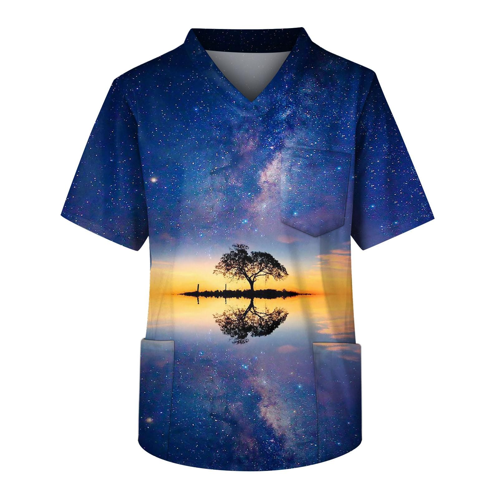 

Мужской рабочий топ с короткими рукавами и V-образным вырезом со звездами и нагрудным карманом XL жёлтый