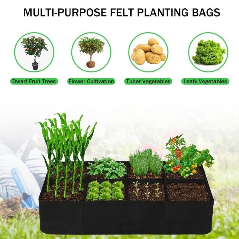 4/8 Grids Extra Large Fabric Grow Bag Garden Planter Planting Bed Vegetables Flowers Herbs