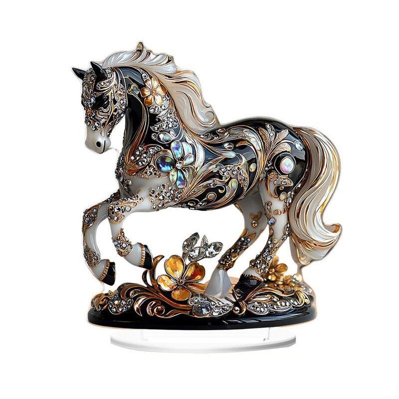 

2D Flat Acrylic Chinese Zodiac Pony Ornament 2026 Year Of The Horse Desktop Statue Festival Decor A10