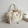 New Cartoon Bear Canvas Mother Bag Large Capacity Multifunctional Shoulder Crossbody Bag White Diaper Bag Women