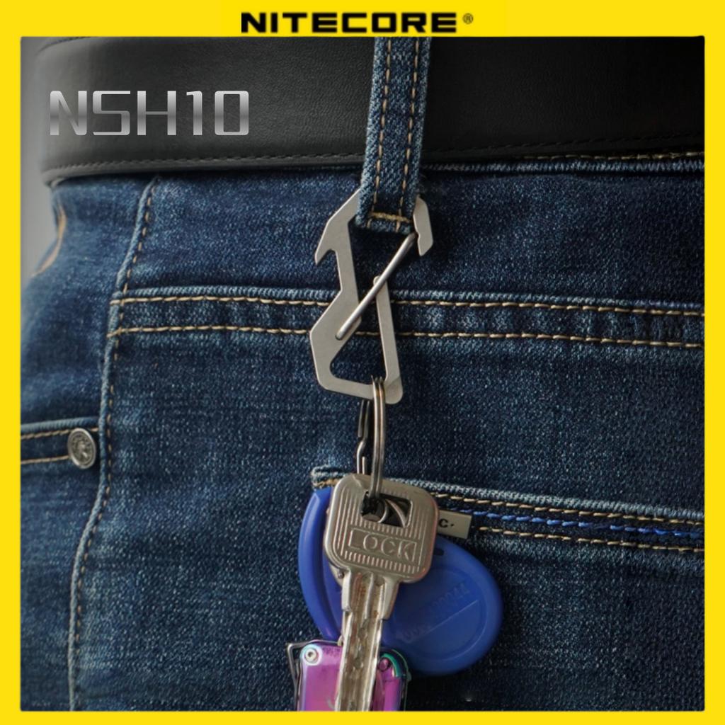 NITECORE NSH10 KeyChain Multiuse Titanium Snap Hook Anti-corrosion Ultra Lightweight Hanging Tool 45 Degrees Elastic Spring Gate