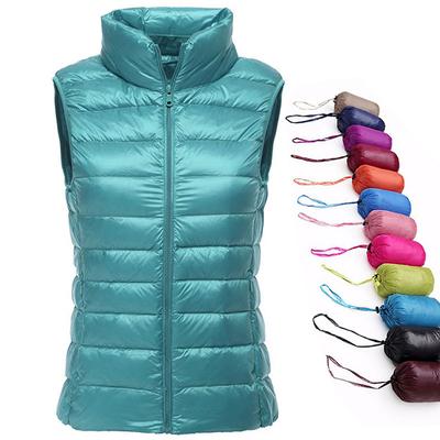 Giacca invernale da donna senza maniche ultraleggera ripiegabile, in piuma d'anatra bianca, calda, gilet, cappotti da donna