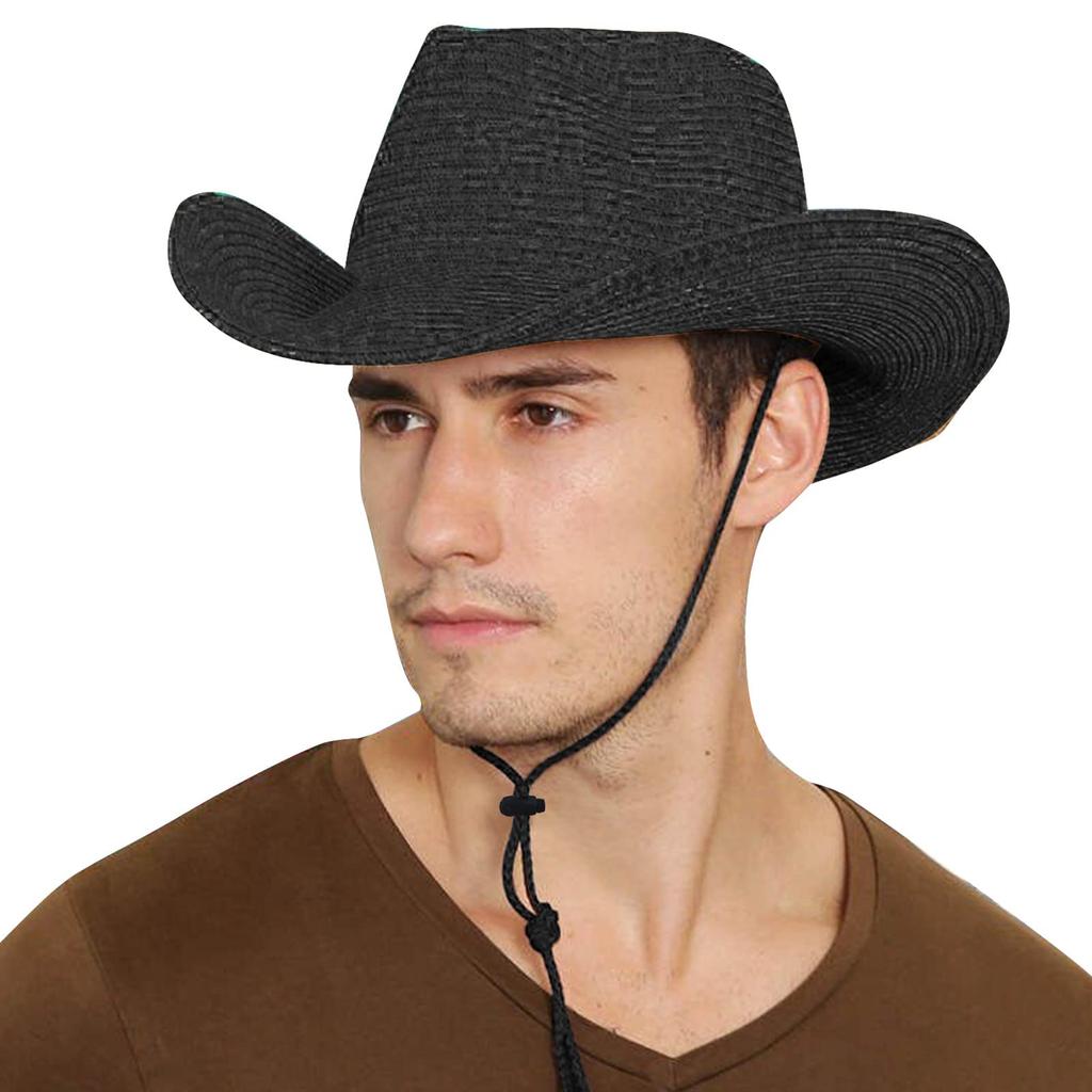 CLAPE Straw Hat with Wide Brim and Chin Breathable and Popular Cowboy Hat for Outdoor and the Beach Men's Strap, Quick-Drying, Activities, Cycling,