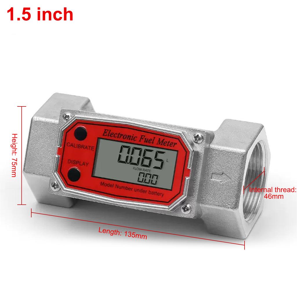 1/1.5/2inch High-Precision Digital Display Turbine Flow Meter Fuel Flow Meter Measuring Diesel Kerosene Gasoline Water Methanol
