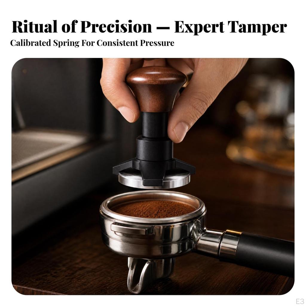 Espresso Tamper with Wooden Handle Level Pressure LowMaintenance for