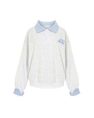 PAIGEFLYNN Striped Collar Button Sweatshirt_P6Ats020A