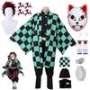 Anime Demon Slayer Kamado Tanjirou Cosplay Kostuum Kimetsu No Yaiba Cartoon Kostuum Sutis Pruiken Halloween Voor Kinderen Volwassenen CosParty
