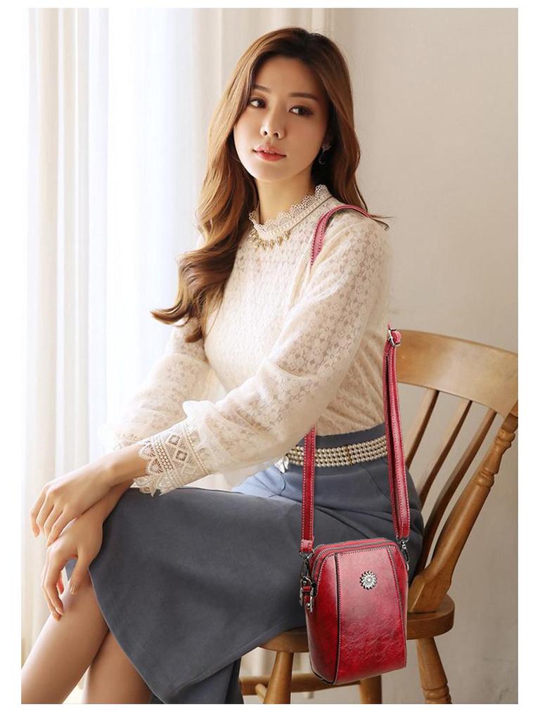 Wasserdichte Crossbody-Tasche im Retro-Stil für Damen - Mini-Handy & Große Kapazität Toilettenartikel-Umhängetasche