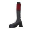 Spring and Autumn New Large-size Knitted Knee Boots, Thin Boots, Thick-soled Thick-heeled Color Matching Elastic Socks Boots