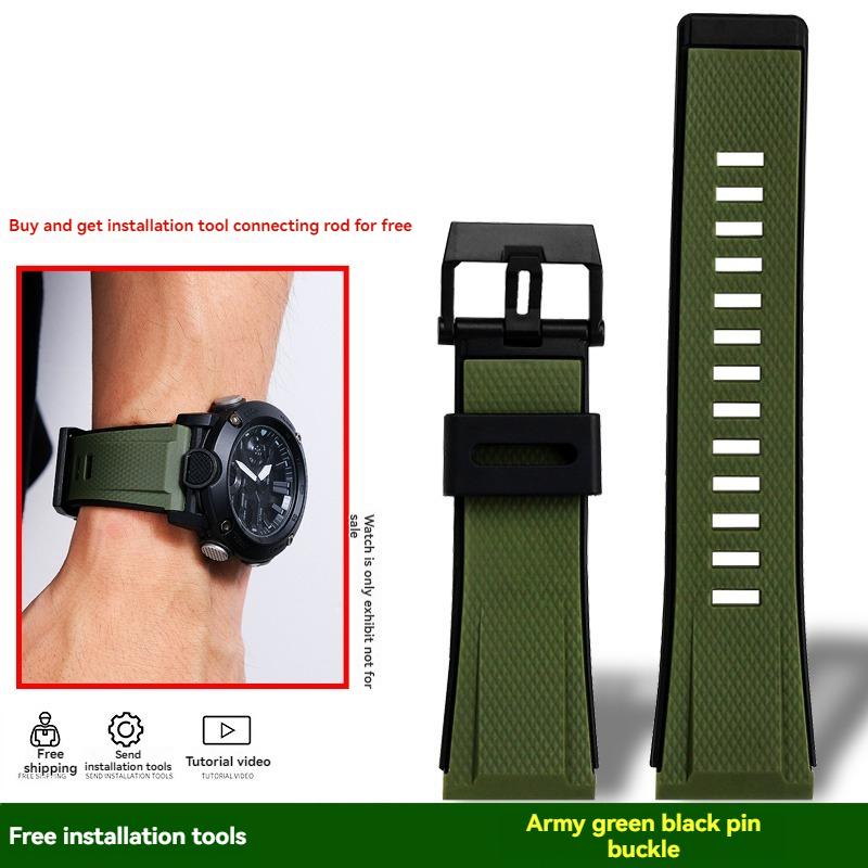 

24-мм водонепроницаемый силиконовый ремешок для часов Casio G-SHOCK GA2000/GA2200/PRG-600/PRG-650/PRW-6600 – Прочный спортивный ремешок из смолы 24mm