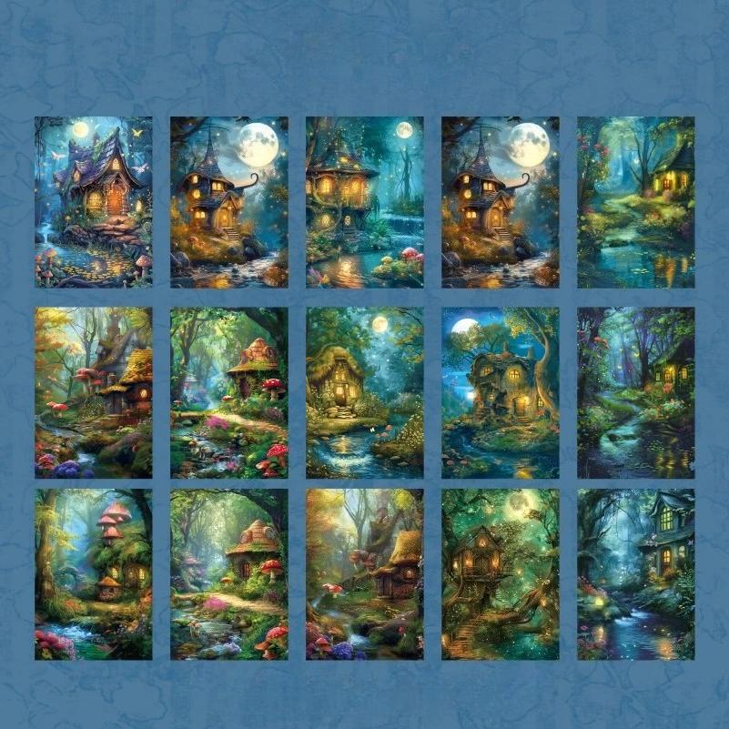 30pcs Fantasy Territory Junk Journal Scrapbooking Material Paper Memo Pads Cards Retro Background Decoration