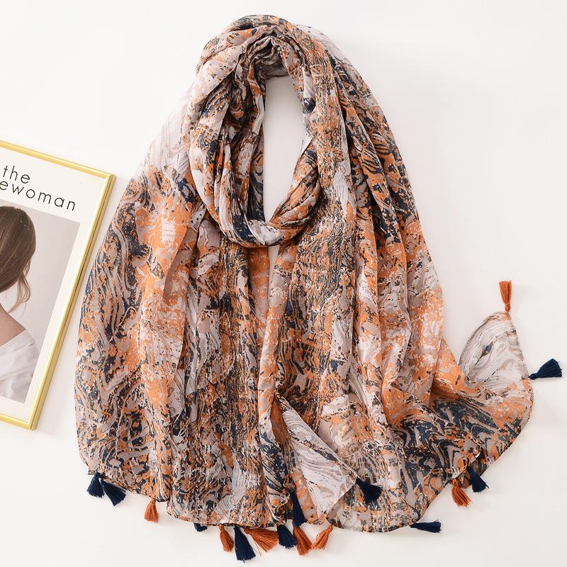 Spain Fashion Daisy Floral Tassel Viscose Shawl Scarf Lady Print Soft Pashmina Stole Wrap Snood Bufandas Muslim Hijab Sjaal